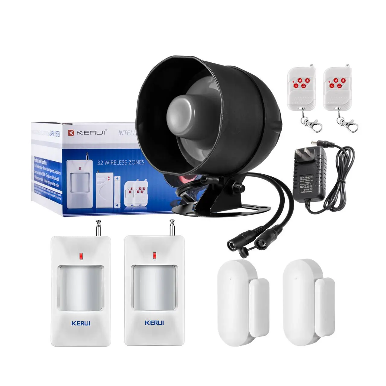 KERUI Tuya WiFi Smart Home Security Alarm Kit - 120dB Loud Siren, Door Window Sensor, ,PIR Motion Detector, Remote Control, Alexa & Google Assistant Compatible, 2.4GHz WiFi App Control, No Hub Required DIY Burglar System