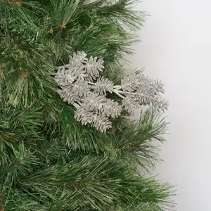 Sparkling Silver Glitter Covered Pinecone Branch Spray - 20"