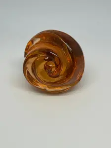 Amber Rosebud Glass Knob