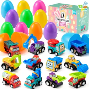 12 Pack Prefilled Easter Eggs with Pull-Back Toy Cars – Colorful Vehicle Egg Fillers