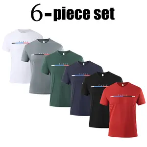OKP Men's 6-Pack Graphic Tees Short Sleeves Moisture Wicking Quick-Dry Athletic Cut Soft Tops for Summer Training & Running Value Set