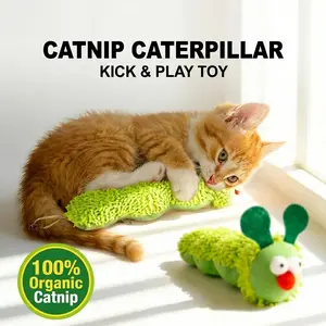 New Store Perks !Catnip Caterpillar Plush Pillow 1Pc, Crinkle Sound Cat Toy with Catnip Head Silvervine Tail, Interactive Boredom Relief Toy for Indoor Cats