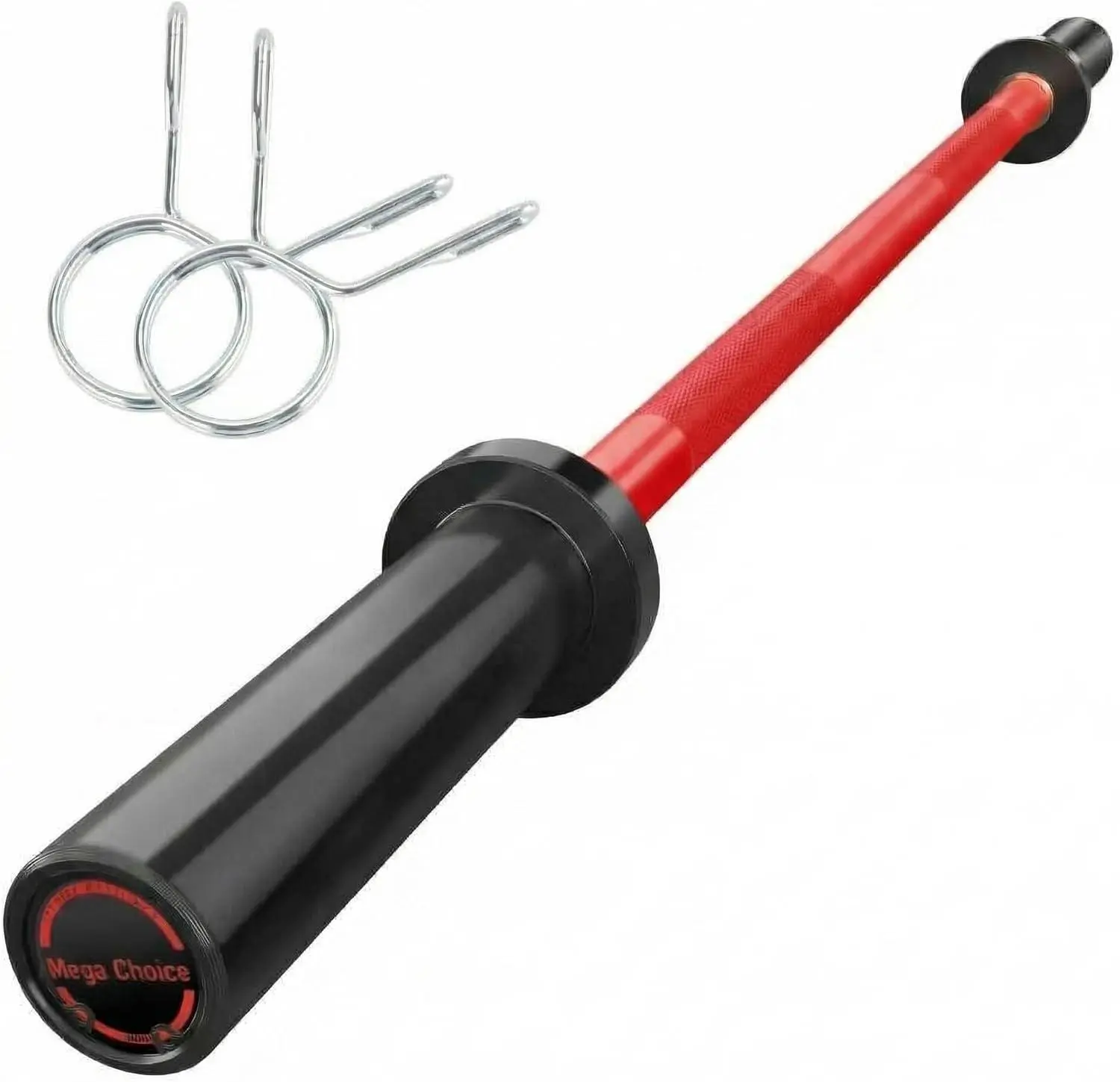 4ft Olympic Barbell & EZ Curl Bar, 500 lb Capacity, Knurled Grip for Weightlifting,Deadlifts, Biceps - Fits 2" Plates with 2 Spring Collars,Black&Red