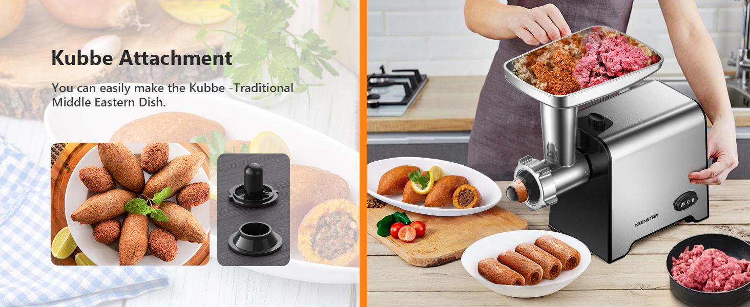 Big Deal Electric Compact Meat Grinders, Stainless Steel Sausage Stuffer Maker 450W(3000W Max) Food Chopper Grinder with Blade & 3 Plates,Tubes & Kubbe Kit,Meat Mincer Machine Ground Beef/Pork Kitchen Appliances Black Grinding Household Device