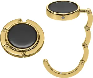 Purse Hook for Table - Set of 2 Purse Holder - Folding Handbag Hanger - Portable Bag Holder - Bag Hooks for Desk - Table Hook Gold