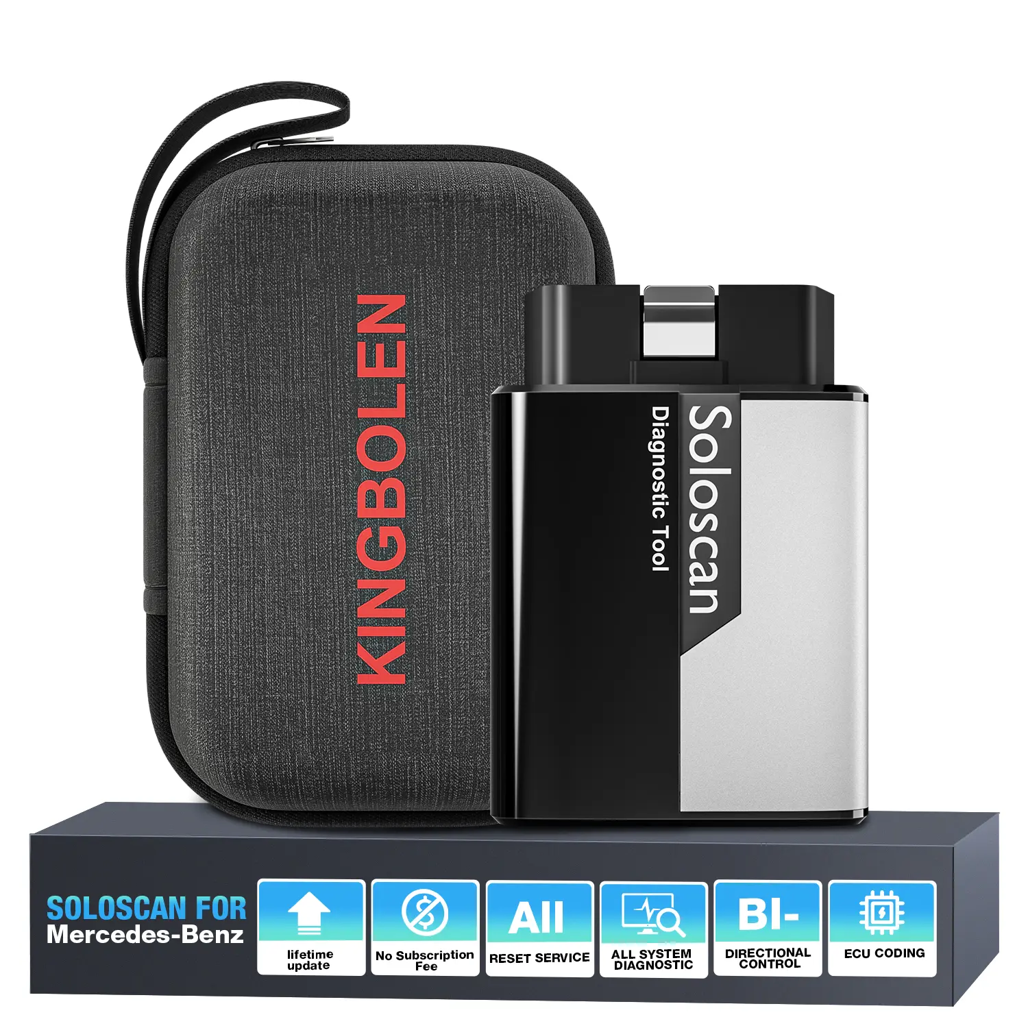 KINGBOLEN Soloscan Bluetooth OBD2 Scanner for Mercedes-Benz, MB Sprinter, Maybach, Car All System Diagnostics Tool with Bi-Directional Control, Graphing, Live Data Streams, ECU Coding, All Reset Service, iOS & Android Compatibility, Lifetime Free Update,
