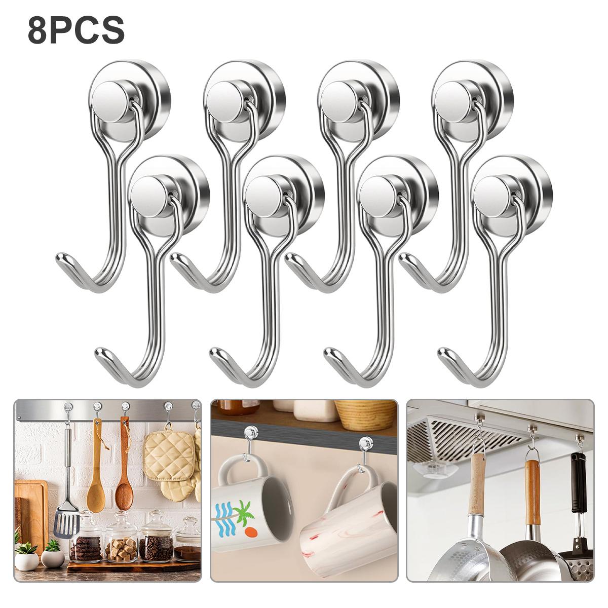 VAYWET 8pcs Strong 30LBS Magnetic Suction Hook, Punch-Free Storage, Swivel Swing Magnetic door Hook Refrigerator Strong Neodymium Magnet Hook Hanging Perfect for Refrigerator Other Magnetic Surfaces, Cruise Cabin Ship Essentials Fridge Classroom Kitchen VAYWET 8pcs Strong 30LBS Magnetic Suction Hook, Punch-Free Storage, Swivel Swing Magnetic door Hook Refrigerator Strong Neodymium Magnet Hook Hanging Perfect for Refrigerator Other Magnetic Surfaces, Cruise Cabin Ship Essentials Fridge Classroom Kitchen