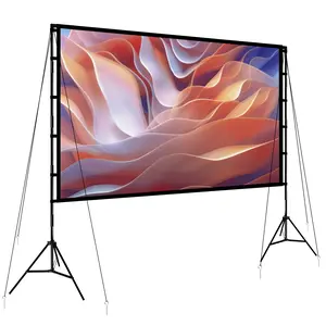 1Pc 120Inch or 100Inch Projector Screen with Stand 16 9 4K HD Rear Front Wrinkle Free Portable and Foldable Movie Screen with Carry Bag for Indoor Outdoor Home Theater Backyard Cinema