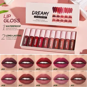 Luxury Hydrating Dreamy Glossy Lip Stain, Makeup Cosmetic with Smooth Long-Lasting Moisturizing Lip Care, Waterproof, Non-Stick Cup, 10 Options Lipgloss Lipstick