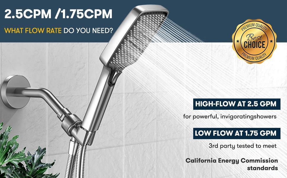 ROLAKUL High Pressure Multi-Mode Handheld Showerhead with Anti-clogging Nozzles & Built-in Power Wash Function for Tub Tiles & Pets Extra-long Stainless Steel Hose Wall Ceiling Mounts