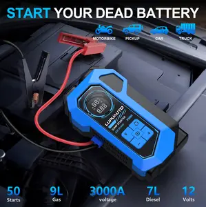 LUPUAUTO Q18B 4-in-1 Emergency Power Pack Jump Starter with Air Compressor, Up to 3000A 12V, for Up to 9L Gas & 7L Diesel Engines, USB-C Fast Charging, Power Bank & LED Light