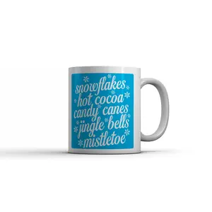 Snowflakes Hot Cocoa Candy Canes Mug Funny Sarcastic Christmas Coffee Cup - 11oz Funny Coffee Mugs Ceramic Printed Drinkware Cup