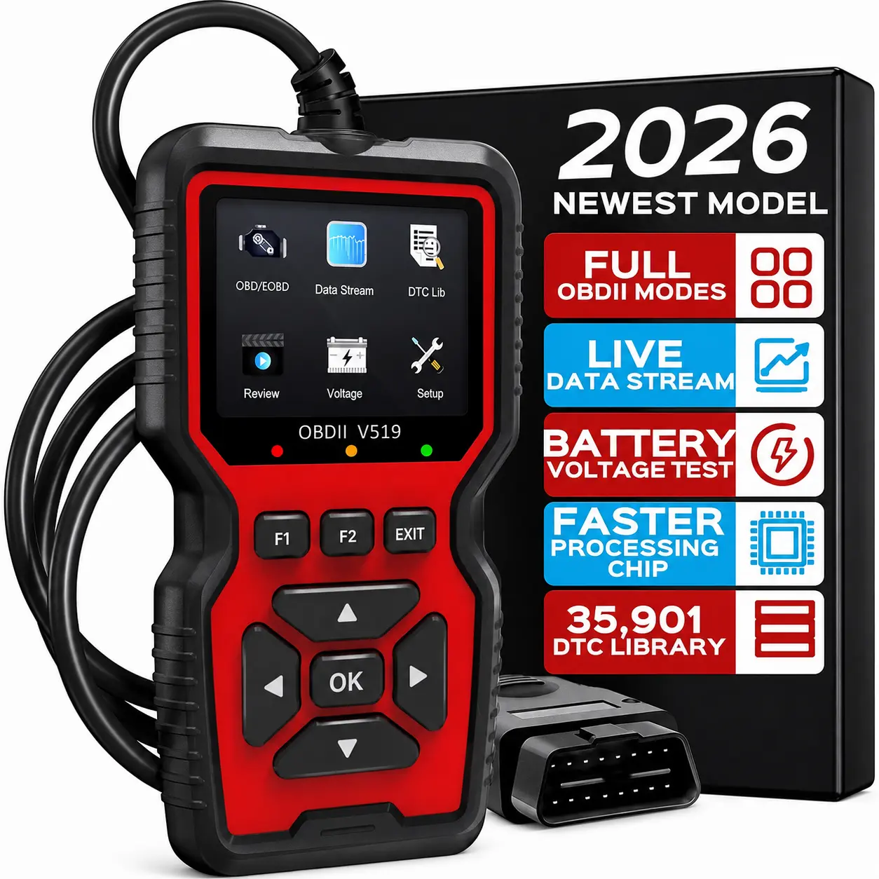 2026 New Powerful Handheld OBD2 Scanner Diagnostic Tool - Engine Code Reader, Full OBD2 Features, Reset Function, Modes 6&8, Voltage Test, Car Accessories, Tools and Gadgets for DIY Owners & Mechanics, Car Tools