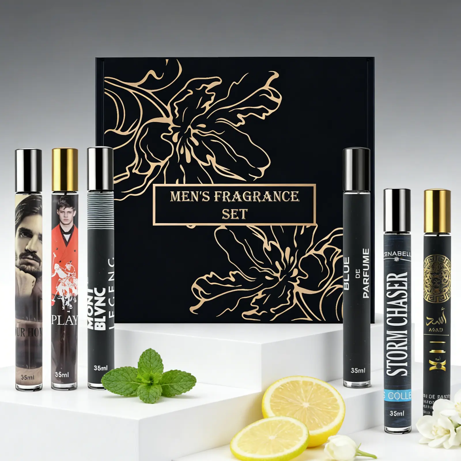 Men's Cologne Sampler Set, 6 Pack Long-Lasting Fragrance Collection, Mini Travel Bottles with Fresh, Woody & Spicy Scents, 7.1 oz Total, Citrus, Travel Size, Scented, Adults, Liquid