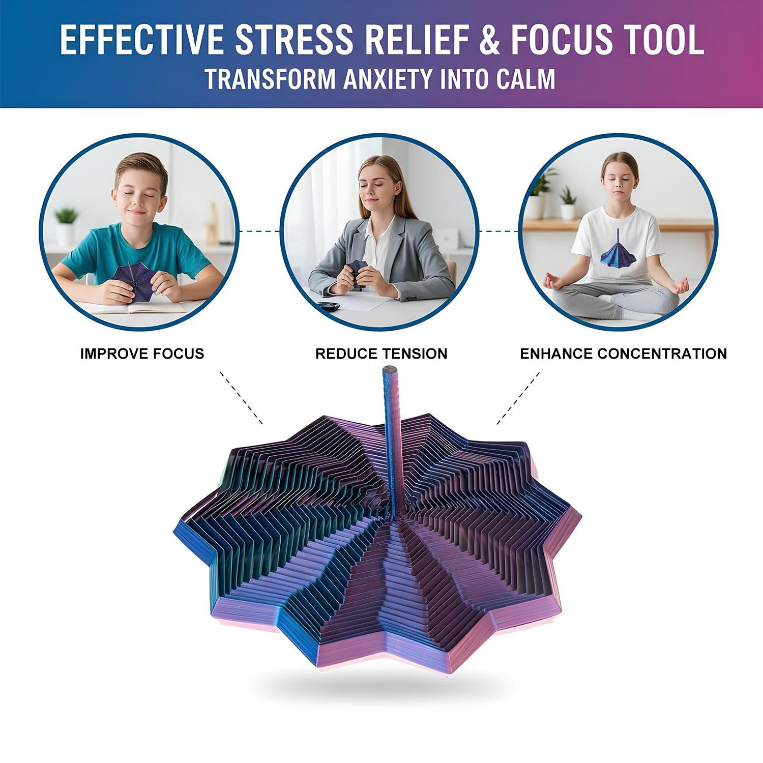 3D Printed Expanded Sensory Fidget Star, New Stress Relief Sensory Whirling Spiral with Handle, Colorful Fidget Toy, Perfect for Holiday, Christmas, Birthday Gifts