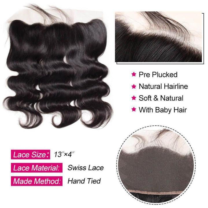 [Wequeen] Transparent & HD Lace Closure 10A Grade 2"x6";4"x4";5"x5";13"x4" Upgrade Body Wave Straight #1B Natural Black 12-20inch Budget Friendly