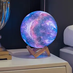 Moon Lamp Galaxy Lamp 5.9 Inch LED Night Light, LED Lights & Lamps for Bedroom, Remote & Touch Control Wooden Base Magical Starlit Moonlight, Ideal Birthday Gift for Girls Boys Kids Women
