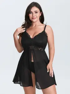 【Summer Turn-Up】【Tummy control】BlOOMCHIC Plus Size Romantic Sheer Lace Lounge Top [M-6X] 2026 Summer Pick for Mother's Day