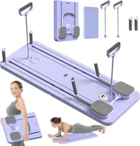 UMAY Pilates Board with Yoga Socks - Pilates Equipment Set, Multifunctional Foldable Home Pilates Board, 5-in-1 Pilates Skateboard