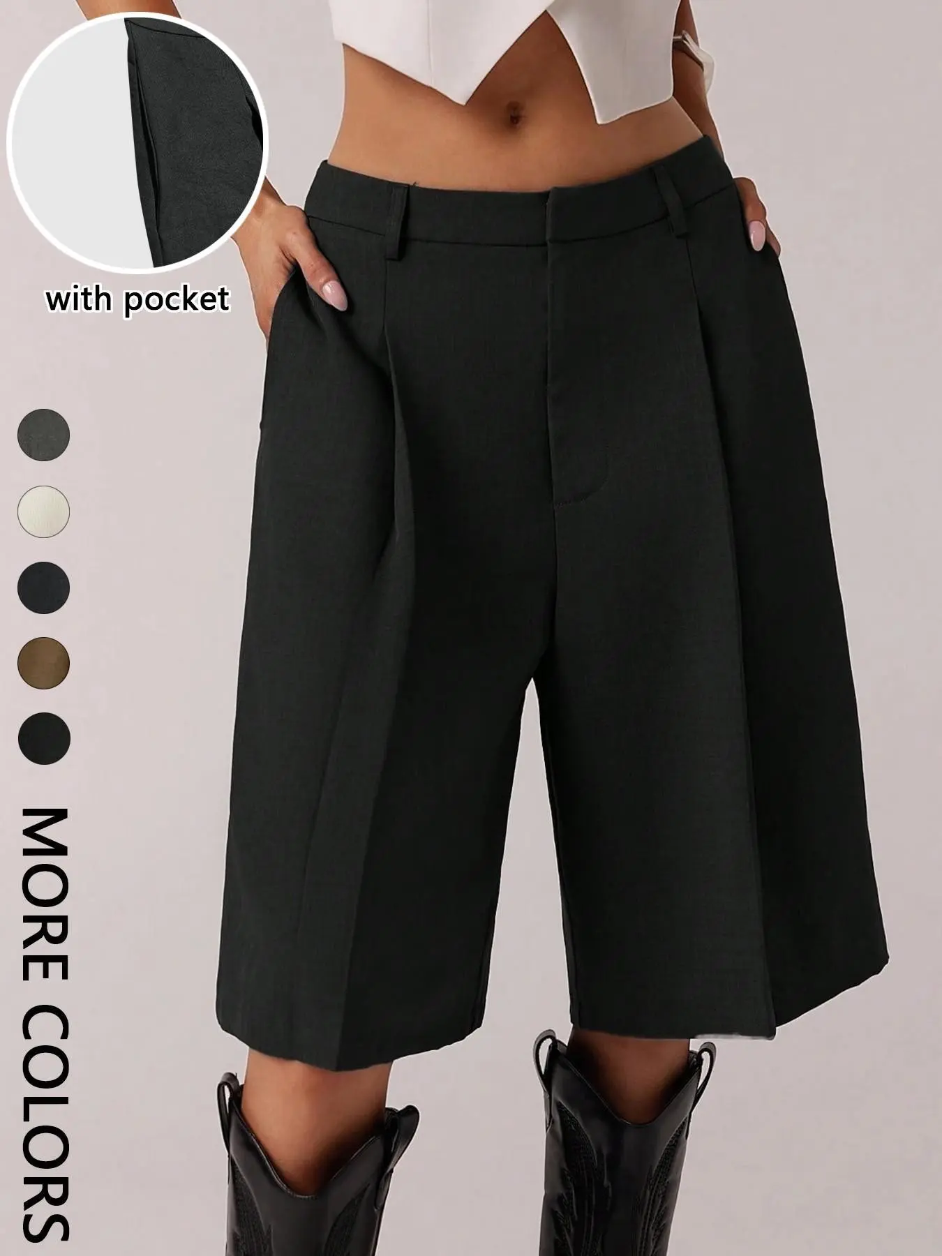 Women's Casual Solid Color  with Pockets, Fitted H-Type Shorts, Plain Pattern, All Seasons, Comfortable and Stylish, Casual Comfy Shorts