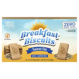 ChocZero Premium Cookies, Breakfast Biscuits, Toasted Oat, 10 Packs (0.9 oz (25 g) Each