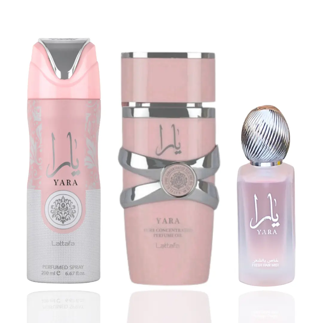 Lattafa Yara Beauty Products Self Care Kit Bundle - 3-Piece Fragrance Set, 100ml Perfume, 200ml Deodorant, 50ml Hair Mist, Floral Aroma Gift Set for Personal Care