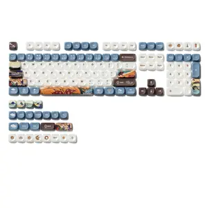 XVX Japanese Mount Fuji Theme MOA Profile Keycaps Set, 129 - Key Custom Keycaps with PBT + Frosted Translucent PC Material for US Layout（Keycaps Only, Keyboard Not Included）