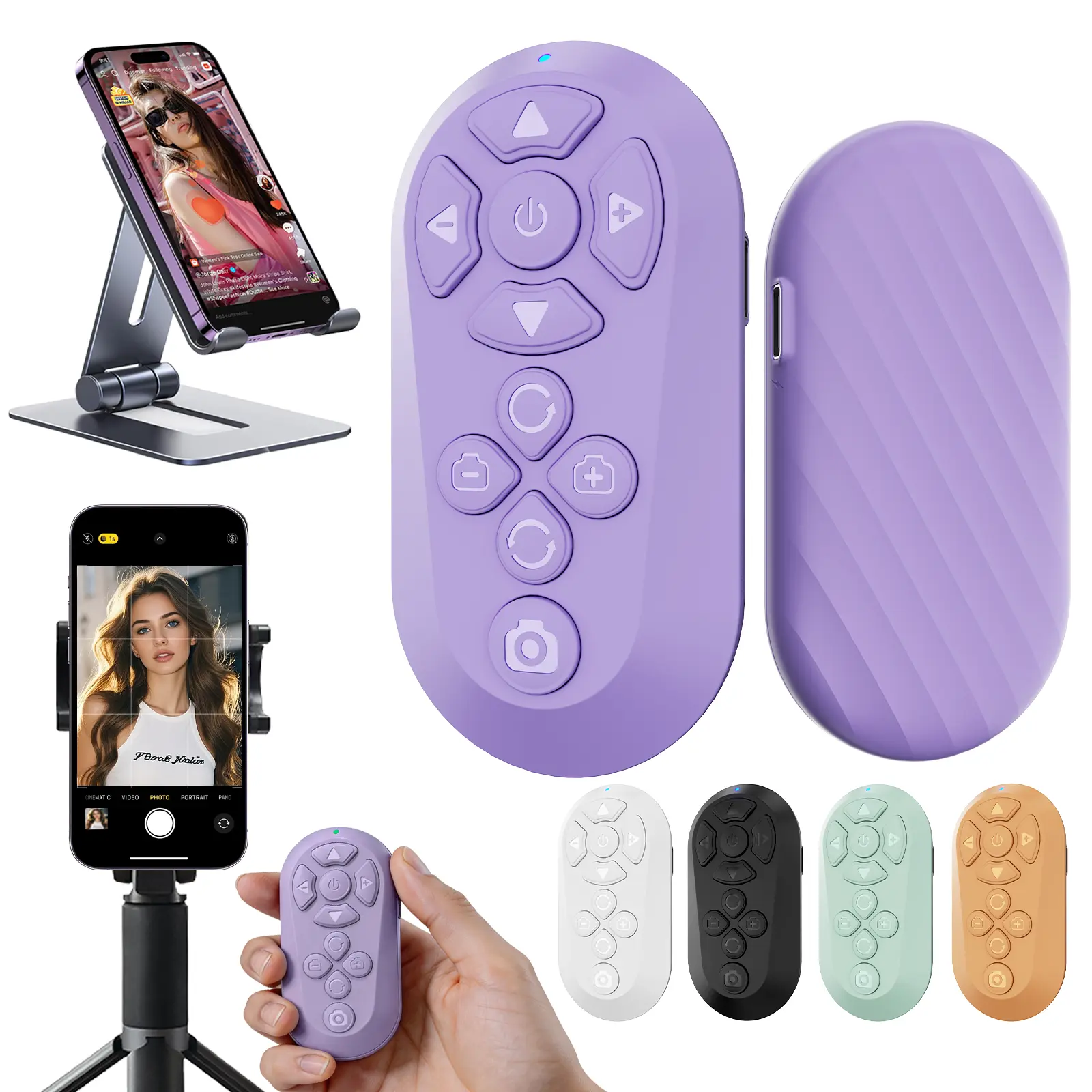 Wireless TikTok Scrolling Remote Control D18 2026 - Cellphone Selfie Accessory, Selfie Clip Remote, Recording Tool, Page Turner, Accessories for iPhone & Android, Holiday Gift Pick