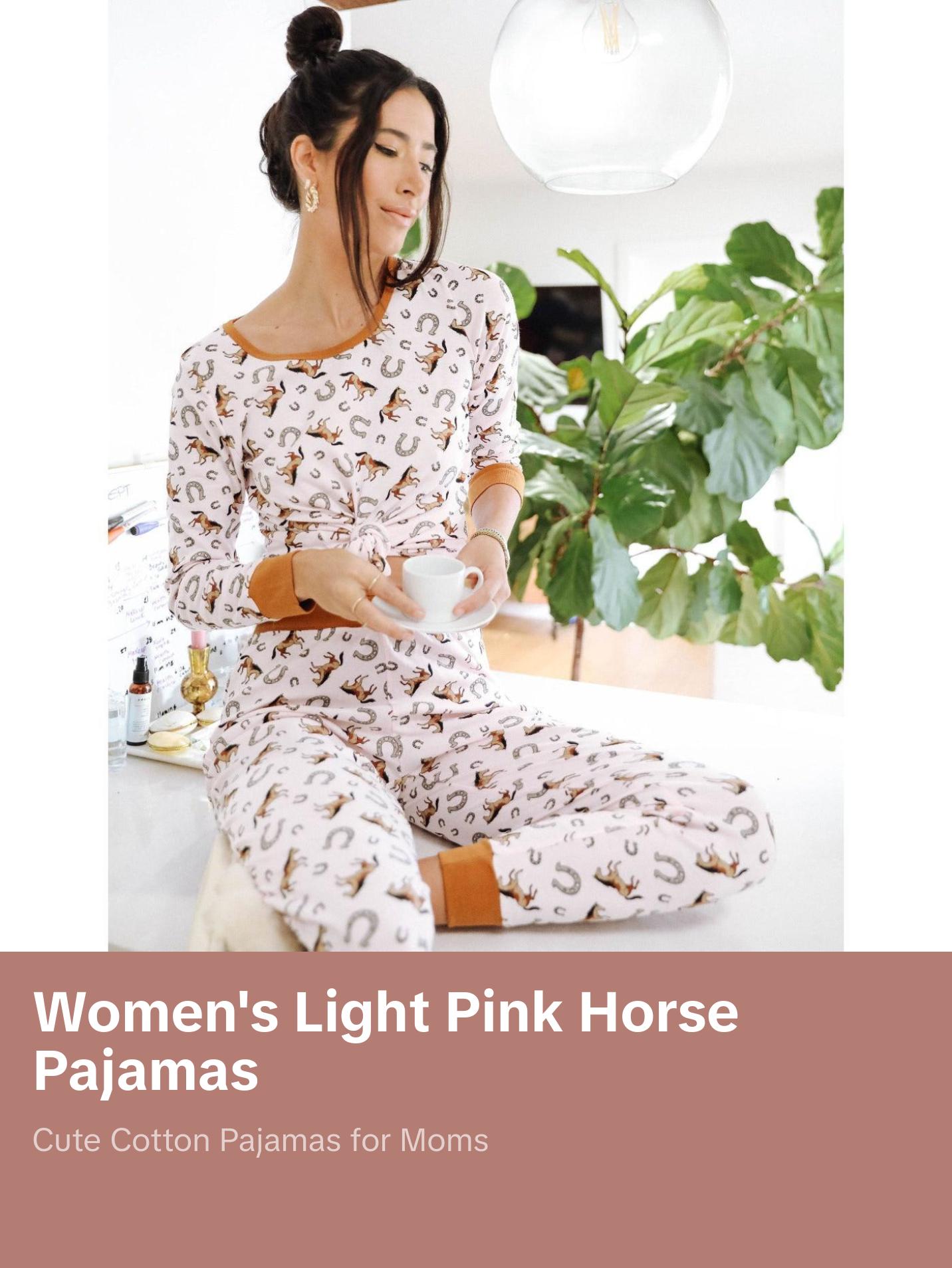 Women's Light Pink Horses Pajamas