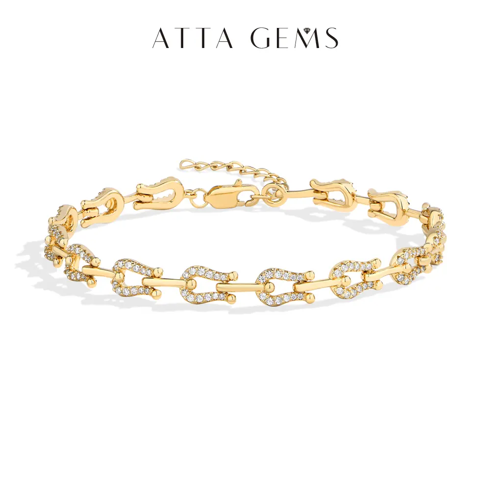 ATTAGEMS Classic D Color VVS1 Clarity Lab-Created Moissanite Tennis Bracelet, Hypoallergenic Artificial Gemstone Premium Bracelet, Unisex Jewelry for Daily Wear & Party, Birthday Gift B069