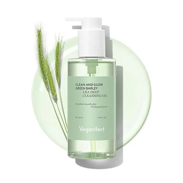 VEGANIFECT Hydrating Light Cleansing Oil for Sensitive Skin, Waterproof Makeup Remover & Blackhead Cleaner with Rice Bran Oil, Turmeric, and Centella Asiatica, Korean Skin care (205ml/6.93 fl oz)