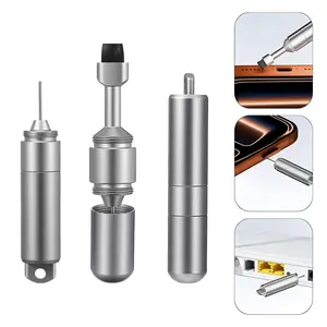 NUYETE 2-in-1 SIM Card Tray Removal Tool with Cleaning Brush, Portable Aluminum Keychain SIM Ejector Pin, Dual Head Reset Needle & Earphone Port Cleaner, Cleaner Tool for iPhone, Airpods, Earbuds and Phone & Tablet Devices