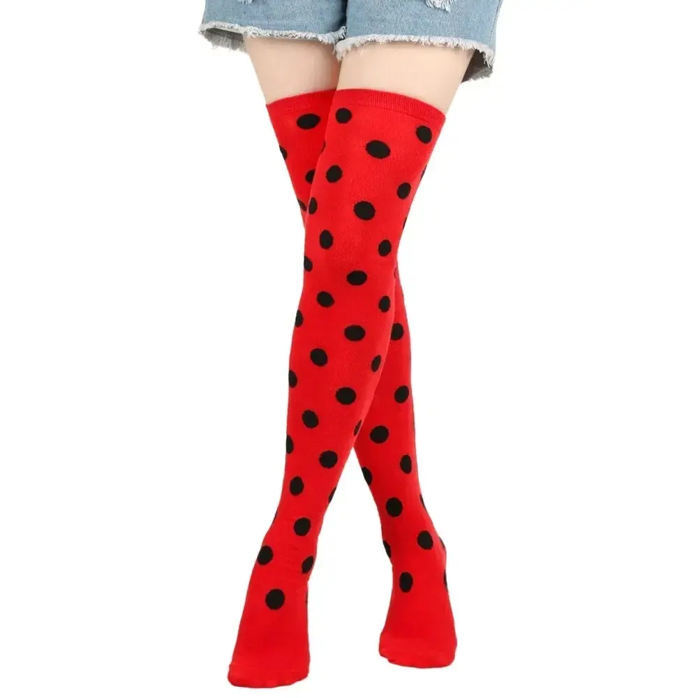 Long Socks Womens Over Above Knee Striped Thigh High Stockings Polka Dot Ladies Black White Pink Cosplay Lolita Harajuku Y2k