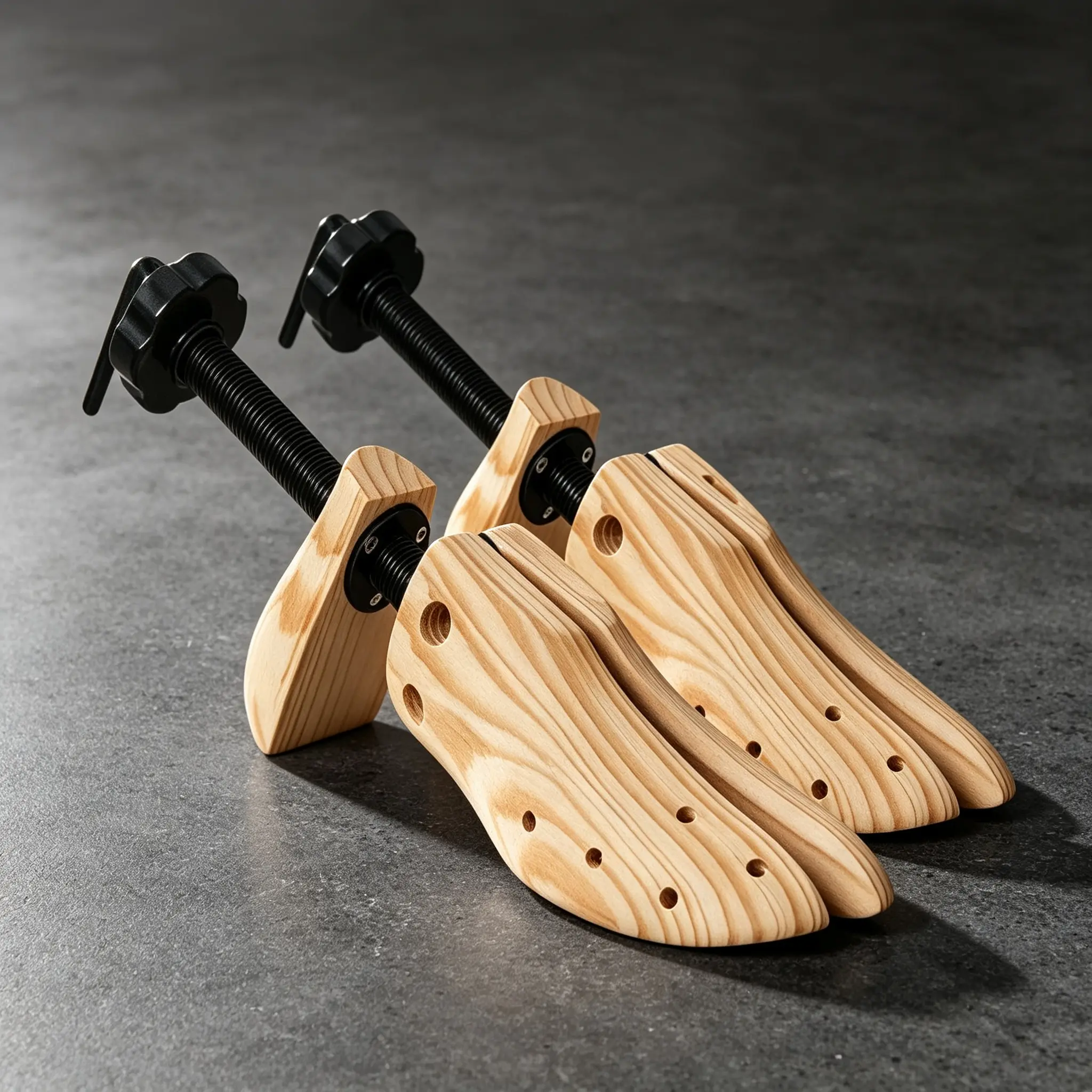 A pair of wooden shoe-shaped extenders, men's and women's shoe extenders, adjustable shoe width and length, suitable for both women and men