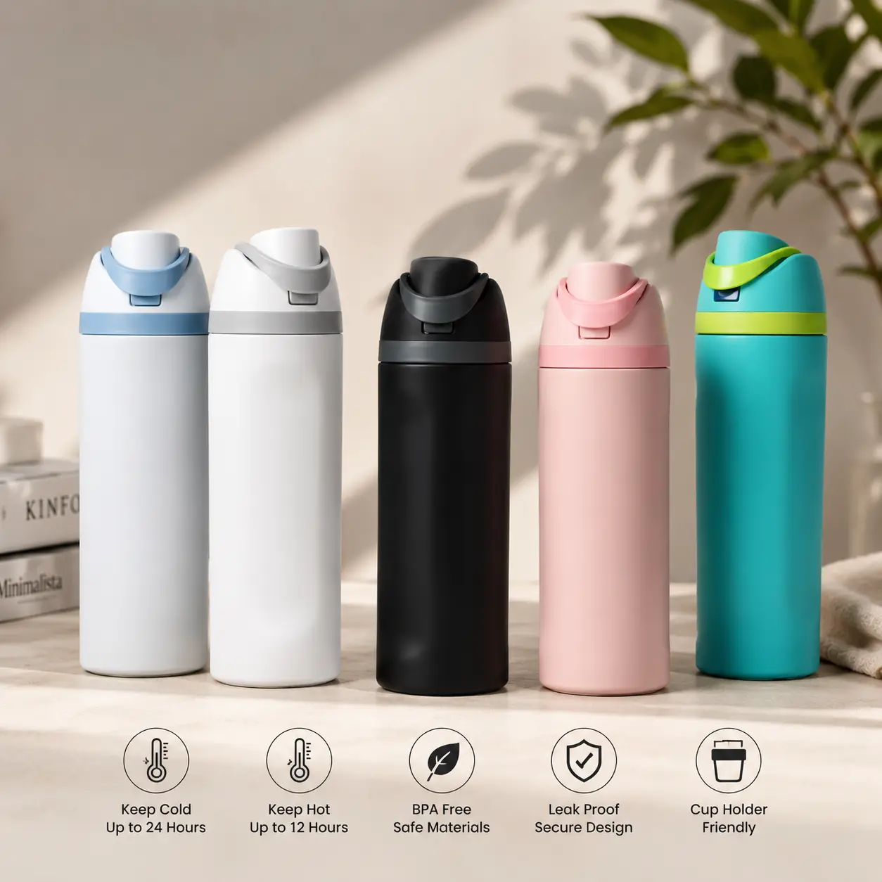 Insulated Stainless Steel Water Bottle – Leakproof Double Wall Vacuum Bottle for Sports, Travel & Outdoor Use