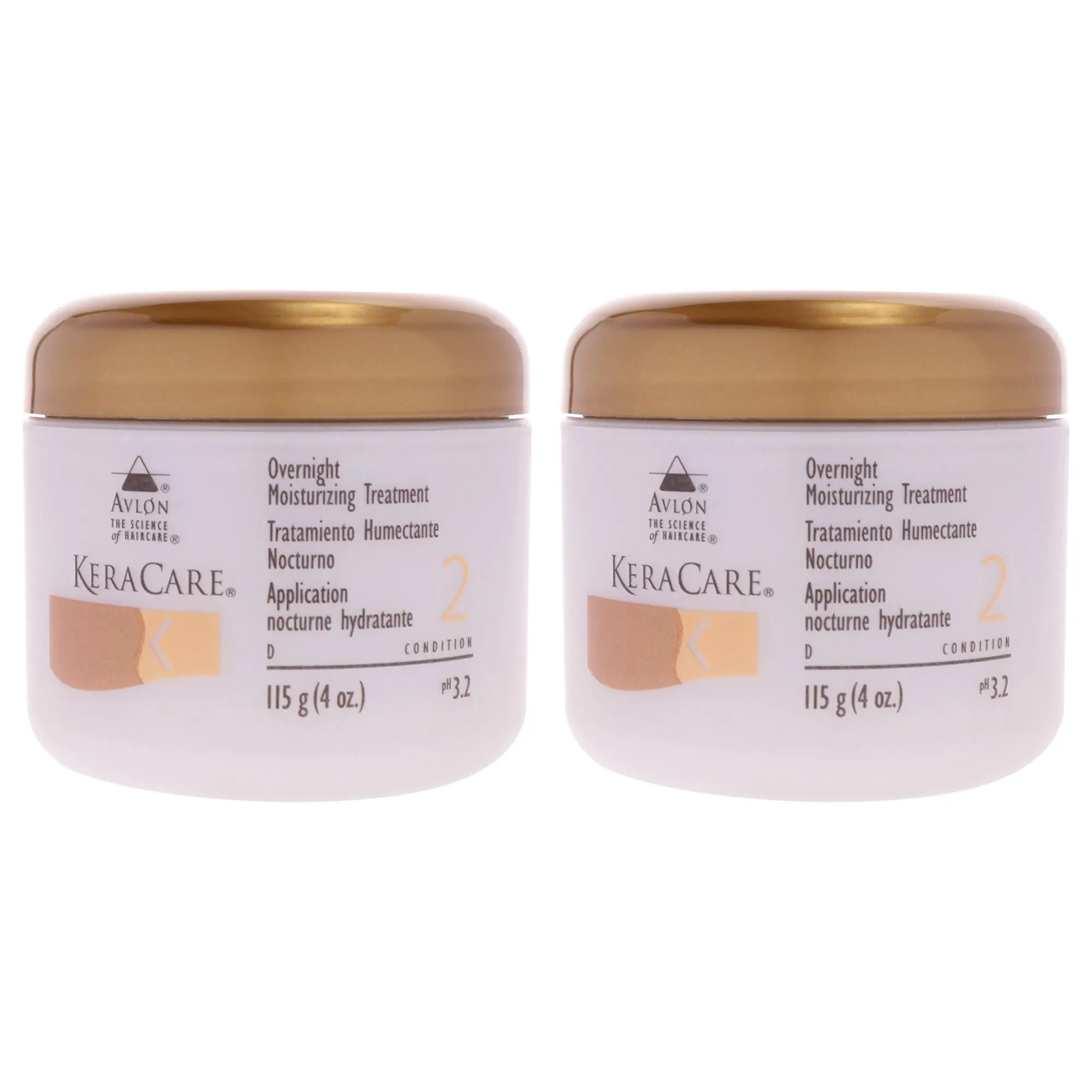 KeraCare Overnight Hydrating Treatment by Avlon - Unisex, 4oz, Condition #32, Moisture Boost, Nighttime Apply - Pack of 2, Treatment Jar