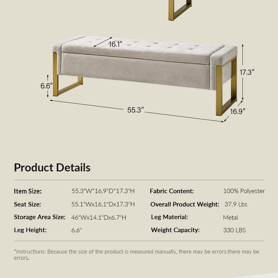 Hulala Flora Modern Upholstered Flip Top Storage Bench, button tufted top, sturdy metal frame, gunmetal finish, sufficient storage space, flip-top mechanism, end-of-bed bench, for living room, bedroom and entryway