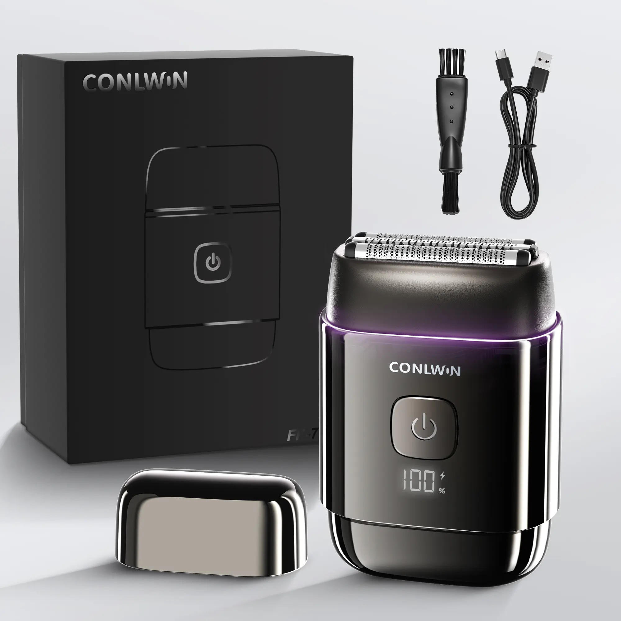 【Pocket-size】CONLWIN Mini Electric Foil Shaver - 3D Floating Heads, IPX7 Waterproof, USB-C Charging, 120-Day Battery Life, UV-C Sterilization, Auto Cleaning, LED Display, Compact Portable Design, Ideal Father's  Gifts, shaver for men.,dorm essentials