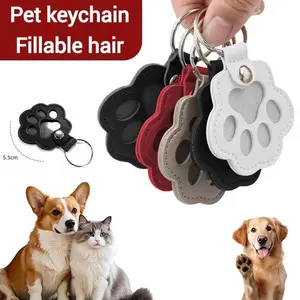 4pcs Pet Keychain  Fillable Hair Paw Design for Dogs & Cats Keyring Identifier