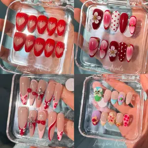 Imagine nails LOVE YOURSELF Collection-Valentine Handmade Press on nails | Reusable | Salon Quality,Long Lasting,Unique Design | Give rings