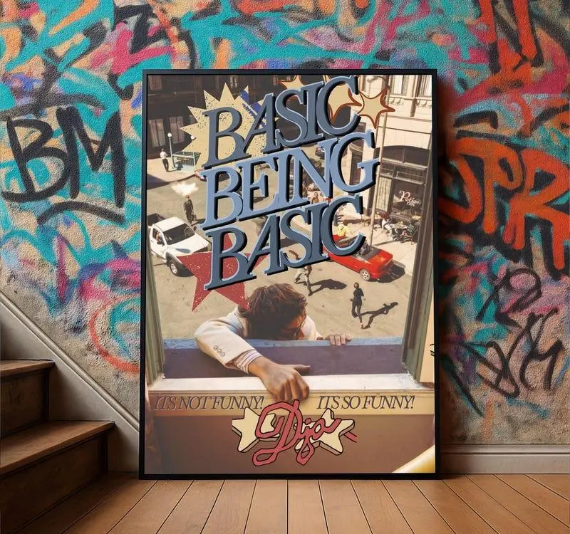 Djo Basic Being Basic Rolled Poster, Vintage Collage Wall Art
