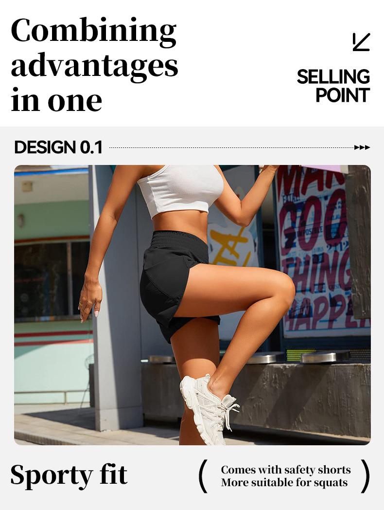 Women's Athletic Shorts, High Waisted Running Shorts, Pocket Sporty Short, Gym Elastic Workout Shorts