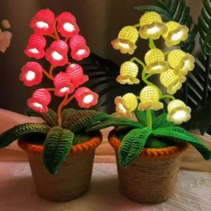 Handmade Crocheted Lily of the Valley LEDLantern - Valentine's Day, Mother's Day Gift(Comes with Exquisite Gifts), Cute Ornament,Warm-light home, Bedside desk decor,valentine's day decor, ramadan decoration2026