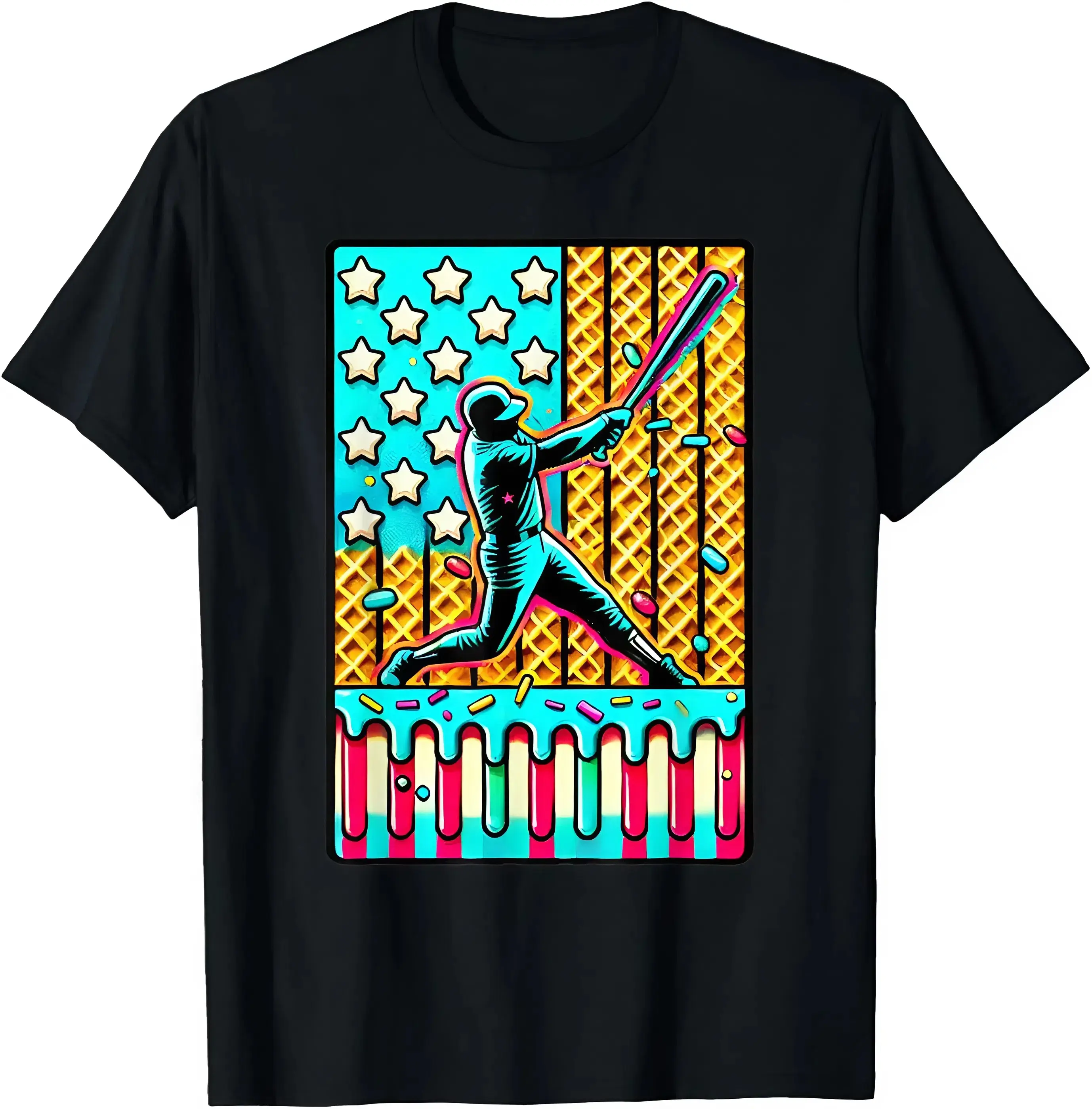 Youth and Adult Ice Cream Drip Baseball Drip for Boys and Girl American Flag T-Shirt, baseball ice cream shirt, toddler clothes, Baseball shirt For Youth, country boy clothing, Game day outfit, Youth Clothing, summer outfit, birthday gift