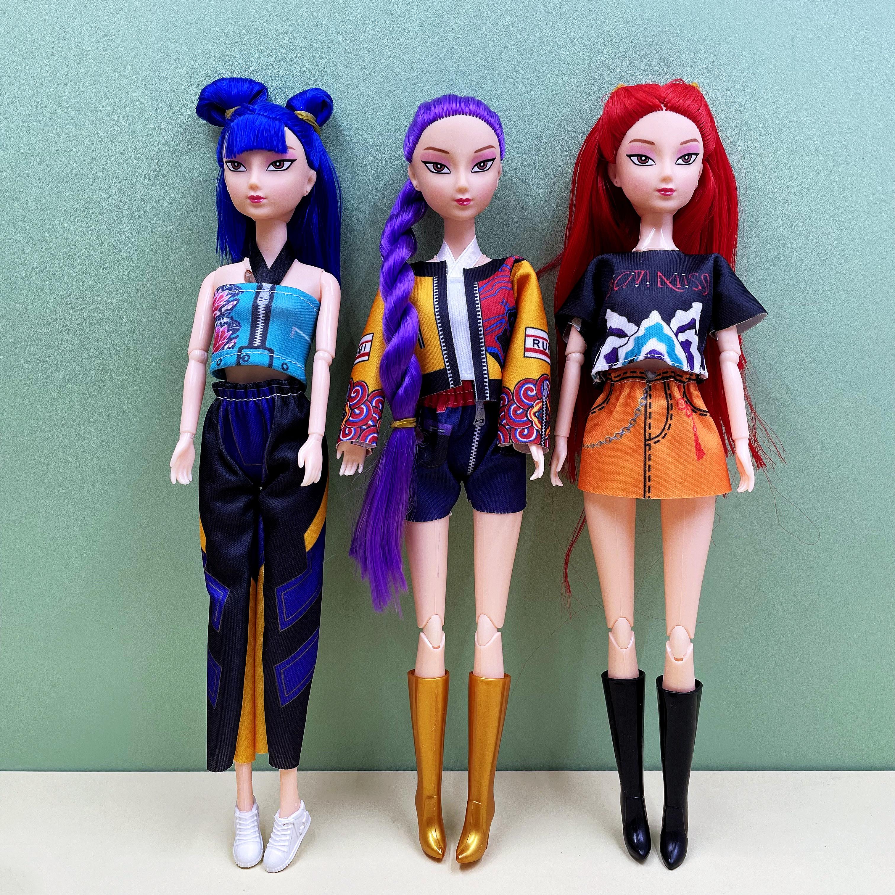K-pop Anime Action Figure Doll Set of 3, Rumi Mira Zoey 11.5-12 Inches Joint Movable Collectible Dolls for Fans Kids Desk Display Perfect New Year & Easter Gift