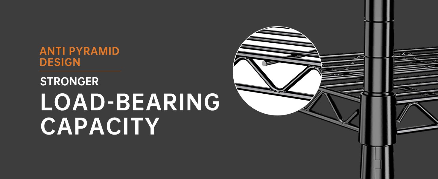 Raybee Shelf Metal Wire Shelving Storage Utility Rack Adjustable Shelves,Standing Shelf Units for Kitchen Pantry Closet Balcony Plant Pot Placement