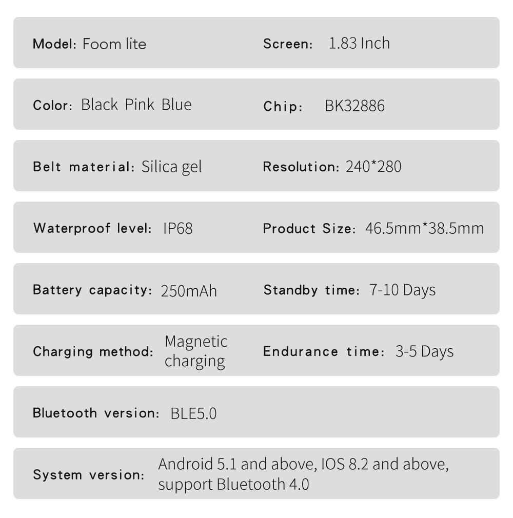 Aolon FOOM LITE Smartwatch with calculator function, IP68 waterproof, Bluetooth calling, unisex design, 1.83-inch wearable display, adjustable strap, compatible with iOS and Android.