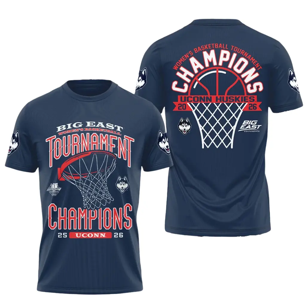 UConn Huskies 2026 Big East Tournament Champions Tee, Women's Basketball Fan Shirt, UConn Champs Celebration Apparel