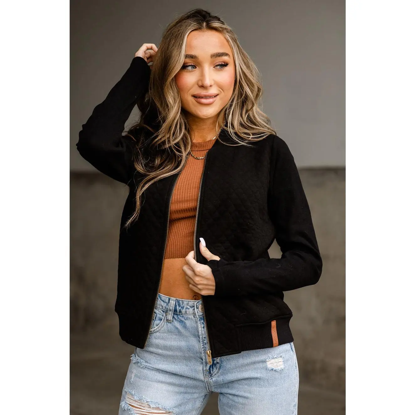 Quilted Bomber - Black Quilted Bomber - Black