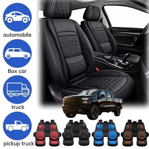 For Chevrolet Silverado GMC 1500 2500HD 3500HD Durable 5 Seats Car Seat Cover Front Rear Full Set, Upgraded Full Napa Leather, 3D Foam Back Support Seat Cushion Non-slip Protector Pad Mat Full Surround Waterproof Pickup Truck Interior Accessories